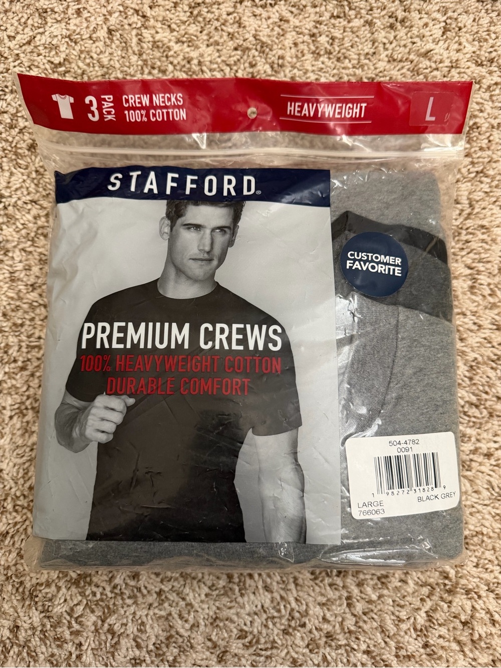 Stafford Premium Crews 3-Pack - Black & Gray